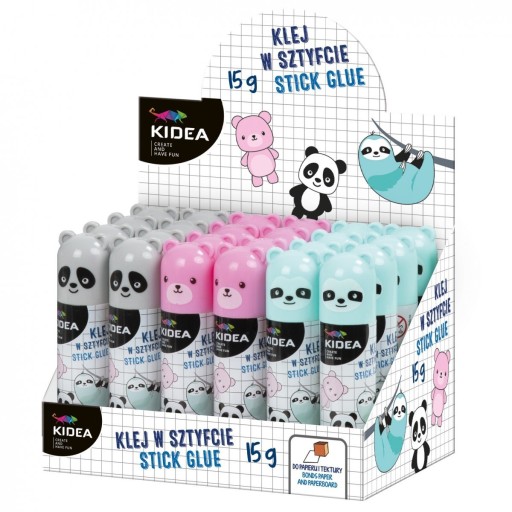 3x SILNÉ ŠKOLSKÉ LEPIDLO KIDEA 3x 15g PANDA BEARS