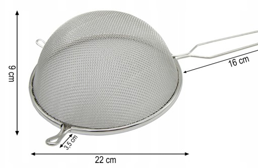 Kuchynské sitko, nerezové sitko s rukoväťou, 20 cm