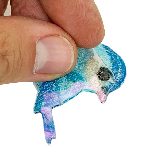 NÁLEPKA Vyšívaná DIY nášivka modrého vtáčika