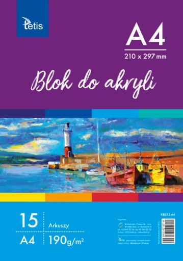 A4 akrylová podložka, 190 g/m2, 15 listov