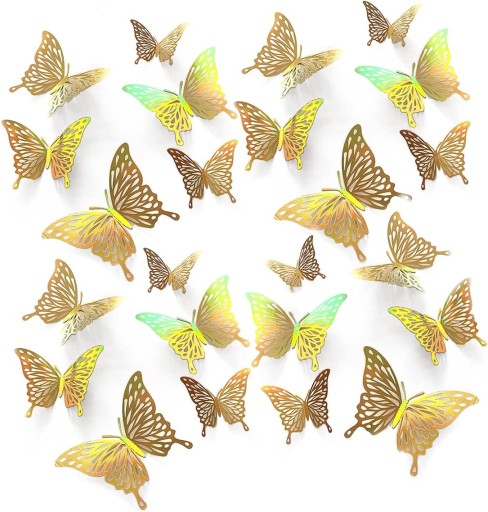 Motýle 3D samolepky na stenu Golden Butterflies