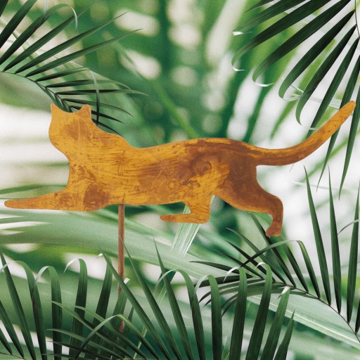 MAČKA CHAMELEON CORTEN KOVOVÉ ZÁHRADNÉ DEKORÁCIE VONKAJŠIA STOJAJÚCA FÓRA