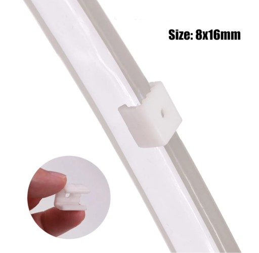 Neon flex LED montážny držiak, jednofarebný, 10 kusov, 8x16mm PVC
