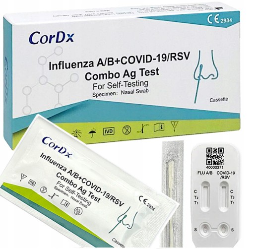 CorDx COMBO TEST 4v1 - chrípka TYP A+B COVID-19 RSV - CITLIVÝ DOMÁCI ANTIGEN