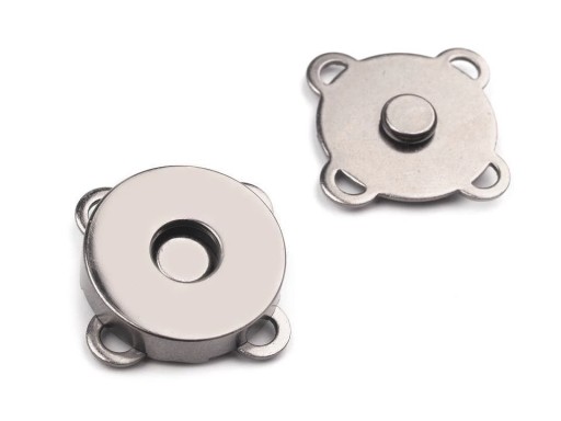 Magnetická spona, priemer 18 mm, tmavý nikel, 5 ks.