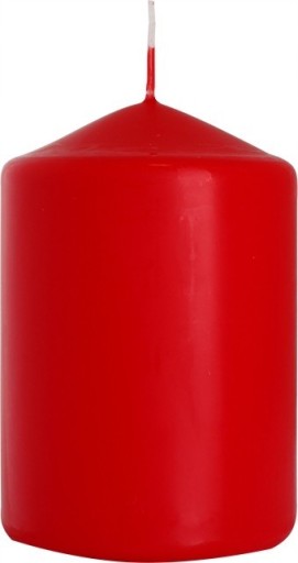 ČERVENÁ valcová sviečka, neparfumovaná, SVIEČKA PARAFÍNOVÁ 10CM 44H 290G