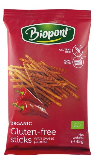 BEZLEPKOVÉ BIO PAPRINOVÉ TYČKY 45 g - BIOPONT (BIOPONT) BIOPONT