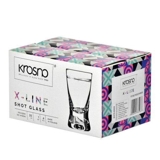 Poháre na vodku X-Line KROSNO 6 ks 25 ml klasický panák basic X iks