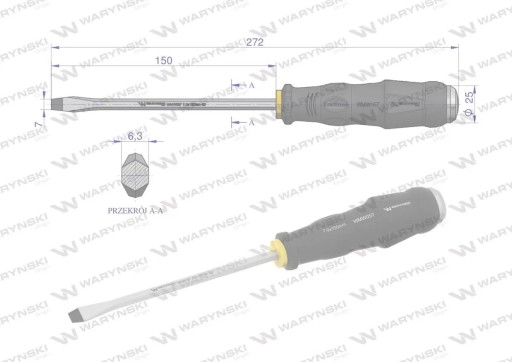 dierovací skrutkovač 7,0x150mm Waryński