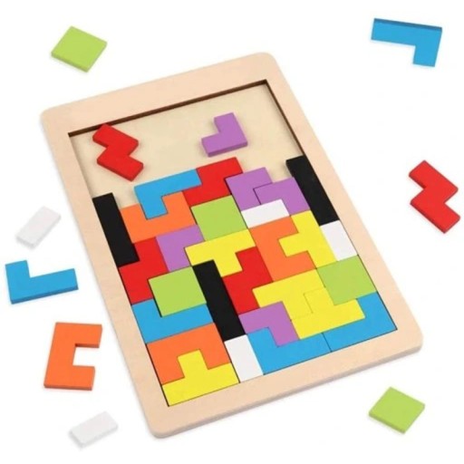 Tetris bloky Montessori drevené puzzle 3D puzzle