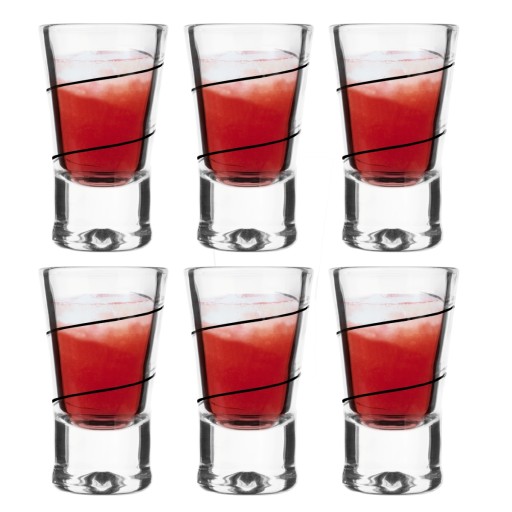 POHÁRE NA VODKU 6 ks X 25ml Špirála čierna SET