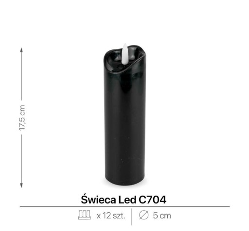 Voskovaná LED sviečka 17,5 cm Čierna 3/20/WAX-B 50/175