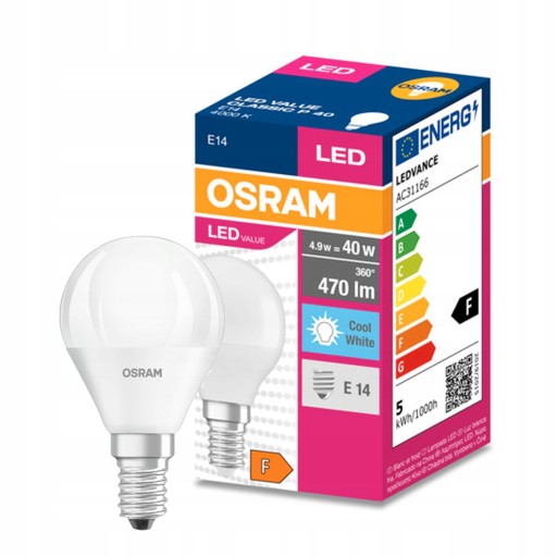 OSRAM E14 LED GUĽOVÁ ŽIAROVKA 4,9W = 40W 470lm 4000K