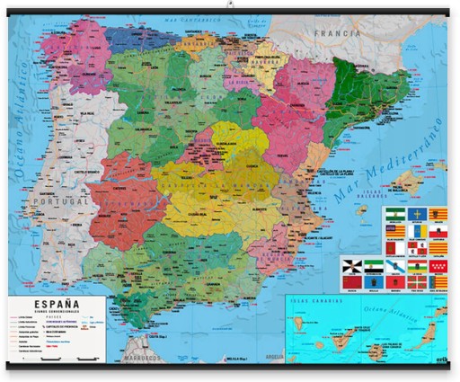 Nástenný plagát Španielska verzia Mapa Španielska 50x40