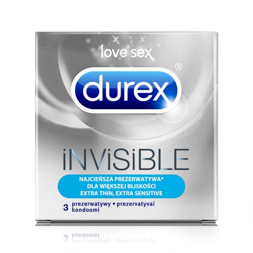 Durex Invisible kondómy pre väčšiu intimitu, 3 ks.