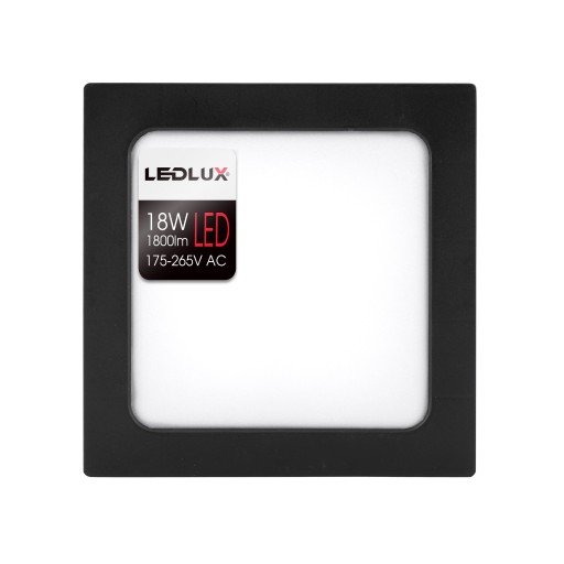Prisadený LED panel 18W NW čierny 17,5x17,5cm stropné svietidlo Plafon štvorcové