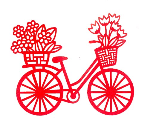 Letný bicykel kvetinová výzdoba výrez výzdoba tabuľa škola
