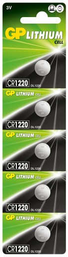 5x GP CR1220 lítiová batéria 3V 36mAh LITHIUM CELL