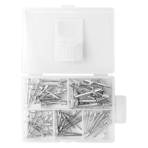 SADA ODOLNÝCH HLINÍKOVÝCH NITOV PRE NITOVAČKU DELI TOOLS, 75 KS.