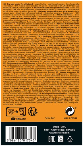 BIC VELLEDA 1751 ZNAČOVAČ ZMAZATELNÝ ZA SUCHA, ZREZANÝ NA DOSKY, SADA 4 FARIEB