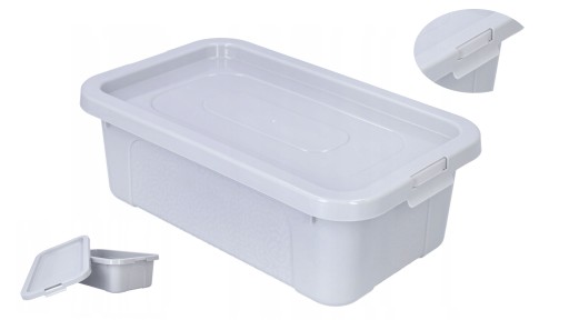 Plastový box na hračky s vekom, 4,5 l, sivý