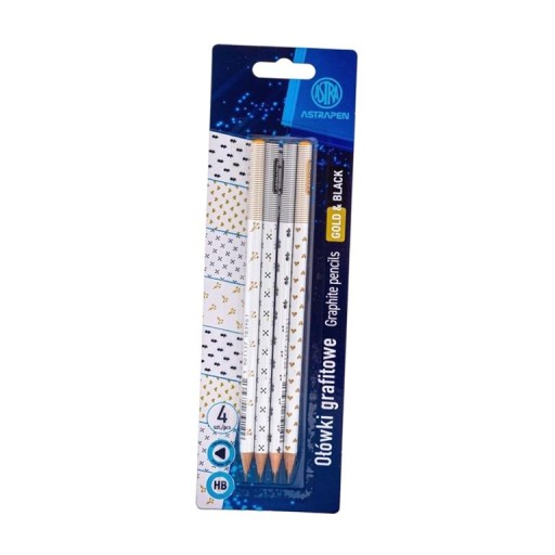 ASTRA grafitové ceruzky 4 ks HB GOLDEN & BLACK pre dievčatá