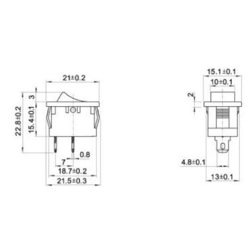KCD1 101 kolískový vypínač 6A 250V ON OFF