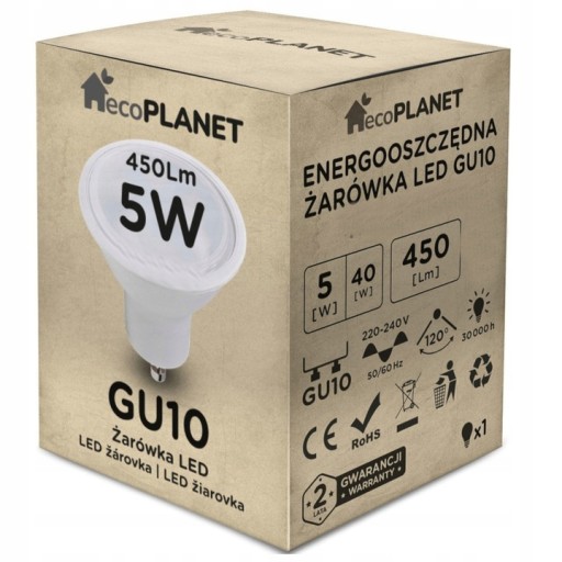 GU10 LED žiarovka 5W = 40W 450lm NEUTRAL 4000K