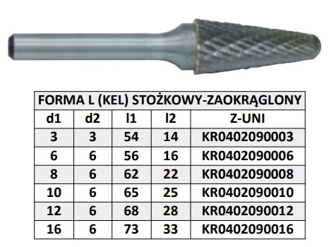 Fréza rotačný pilník kužeľová oceľ 6x16x6 L Krypton