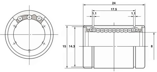 MISUMI LINEÁRNE LOŽISKO LM8UU - PREMIUM HQ