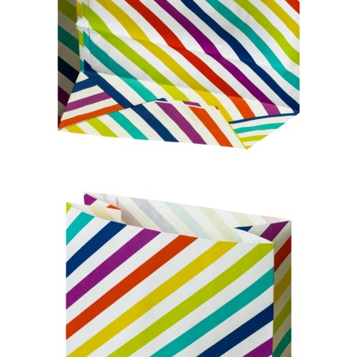 25 x PAPIEROVÉ VRECKÁ 16x8x27cm FAREBNÉ S PRÚŽKAMI NA SLADKOSTI