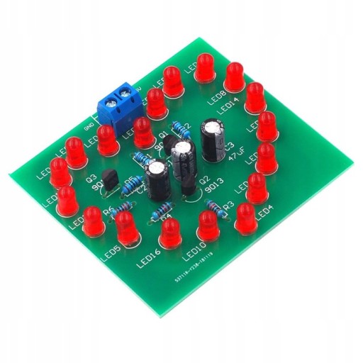 Blikajúca červená LED srdiečka Učenie sa spájkovaním