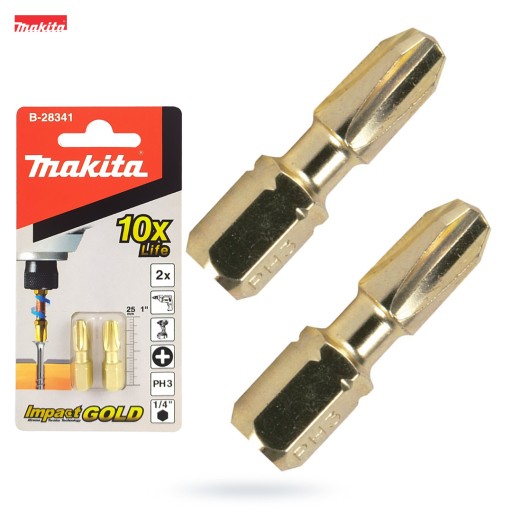 2 rázové bity Ph3 25mm IMPACT GOLD Makita B-28341