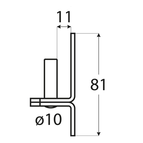 Držiak závesu brány Ø10 81x11 mm DMX