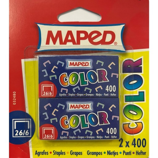 Farebné sponky 26/6 2x400 kusov MAPED