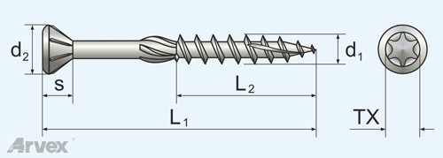 Nerezové palubkové skrutky C2 TORX 4,0x60 100 ks.