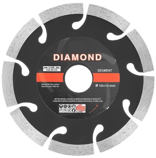 DIAMANTOVÝ DISK NA BETONOVÉ TEHLY KOCKA 125 x 22,2 MM SEGMENTOVANÝ KAMENER