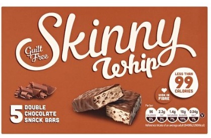 1x125g SKINNY WHIP Dvojité čokoládové tyčinky UK
