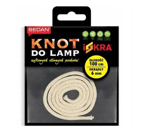 Bavlnený knôt do LAMPY, SVIETKY - okrúhly 6mm/1m