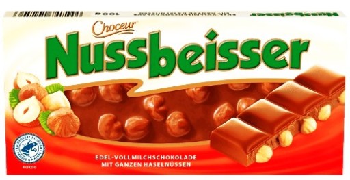 NEMECKÁ MLIEČNA ČOKOLÁDA S CELÝMI ORIEŠKAMI 100g Nussbeisser