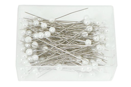 Perličkové korálky na špendlíku 4mm/72ks BIELA/KRÉMOVÁ