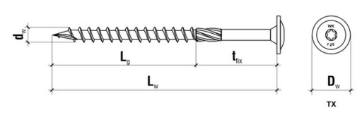 TESÁRSKE SKRUTY DO DREVA 6x90 mm TORX 10 KS
