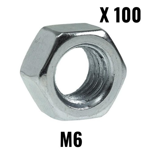 100 x M6 oceľová šesťhranná matica - DIN 934