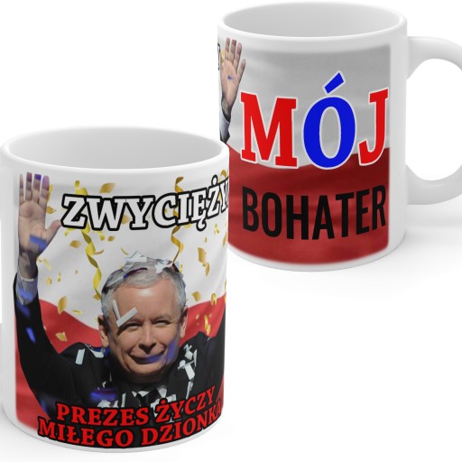 PREZIDENT JAREK KACZYŃSKI HRNČEK S Vtipnou POTLAČOU