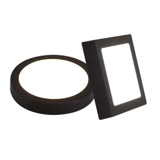 LED panel, prisadené stropné svietidlo, 6W, hranaté, čierne