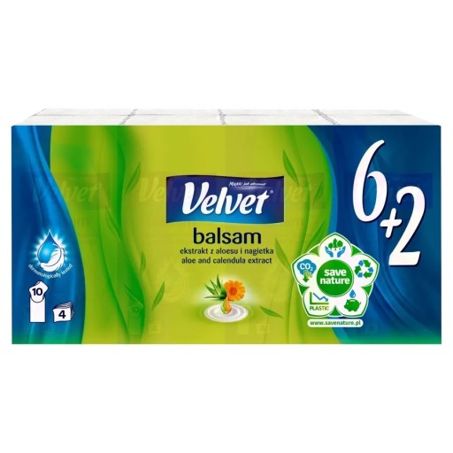 VELVET BALSAM 4-VRSTVOVÉ vreckovky, 8 kusov