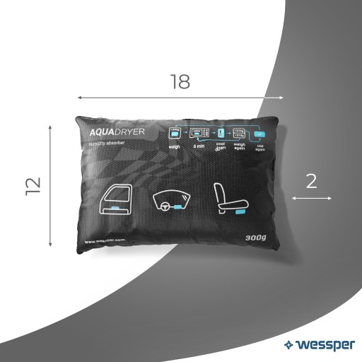 Wessper absorbér vlhkosti do auta - opakovane použiteľný čierny 300g