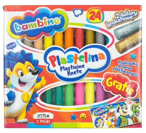 BAMBINO plastelína 24 farieb okrúhla + podložka