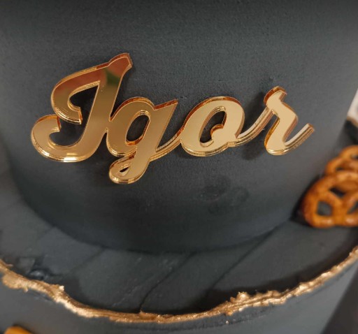 Topper s menom Torta bočná ozdoba Meno 10cm Plexisklo
