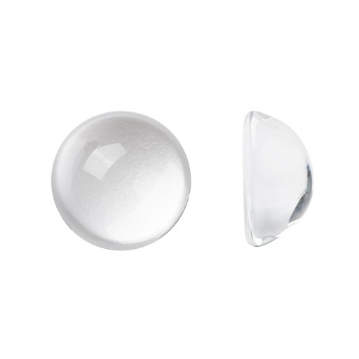 Sklenené kabošony, priehľadné, polguľaté, bezfarebné, 16x7,5mm, 20ks